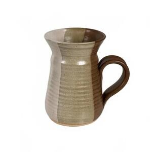 Signed Studio Pottery Mug Tri Tone Brown Cream Rustic Stoneware Cup, Stein